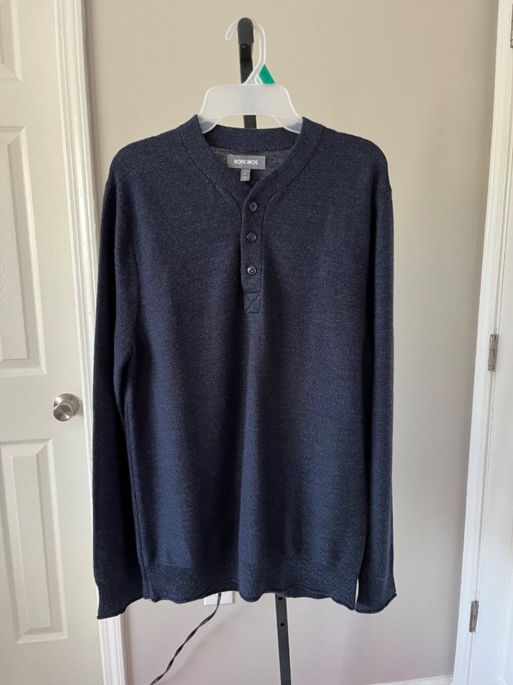 BONOBOS Extra Fine Merino Wool Slim Fit Sweater in Blue Size L